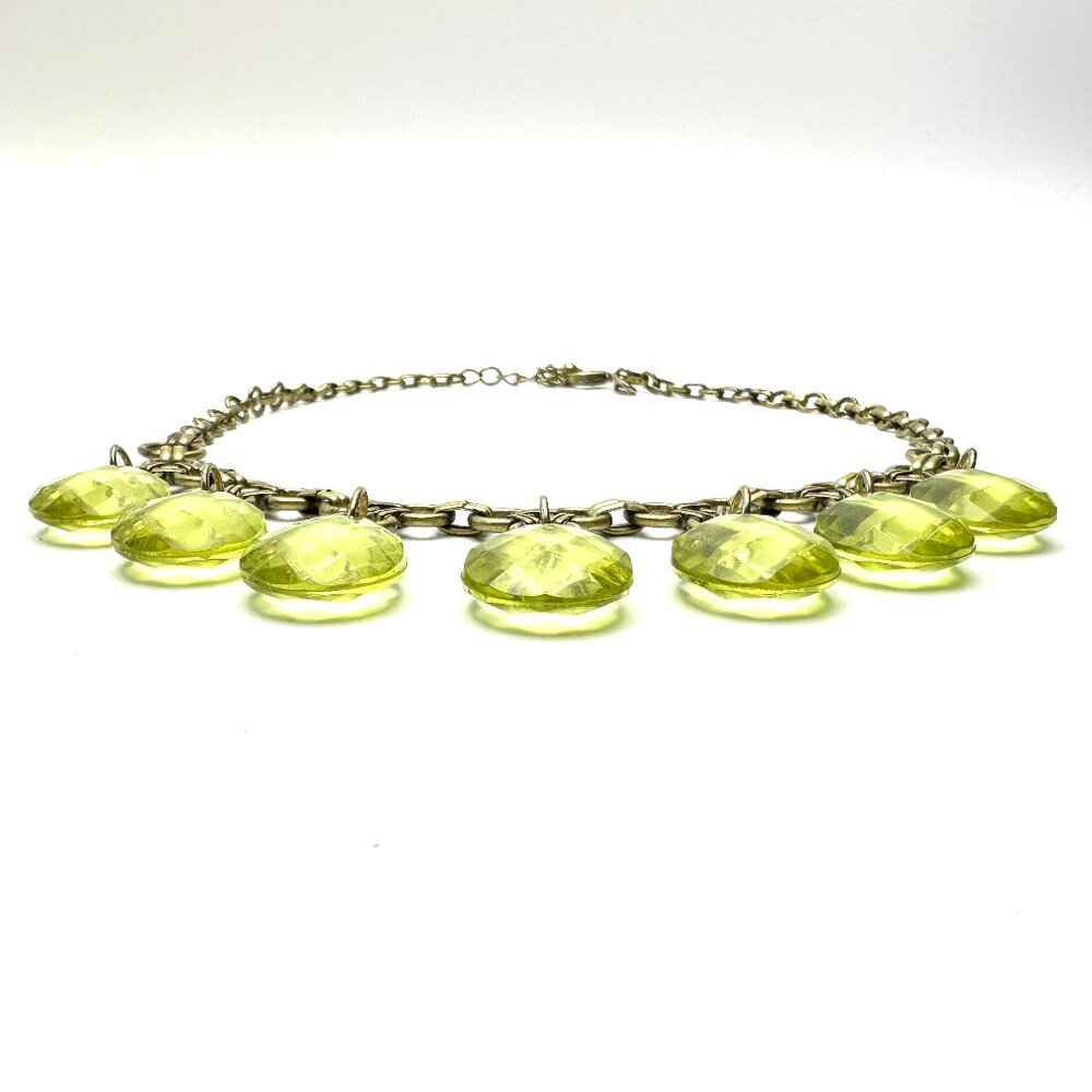 Lia Sophia Statement Bib Necklace with Lime Faceted Crystal Drops  — Y2K EUC - Picture 3 of 8